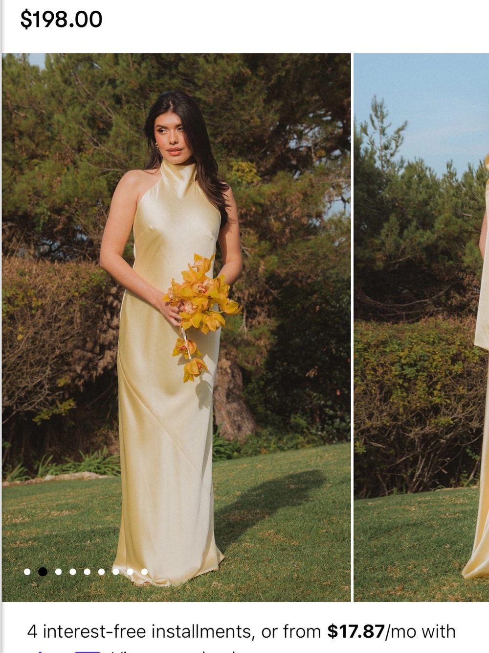 Show Me Your MuMu Satin Halter Gown in Pale Yellow
